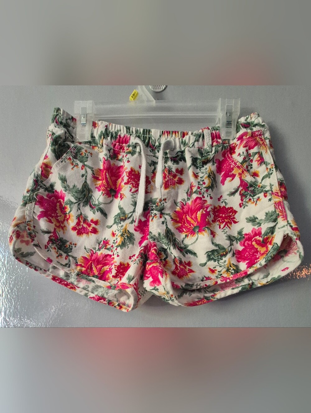 Urban Outfitters Floral Drawstring Shorts - Hot Pink on White